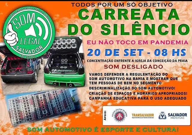 Movimento Som Legal realiza carreata do silêncio neste domingo (20), em Salvador