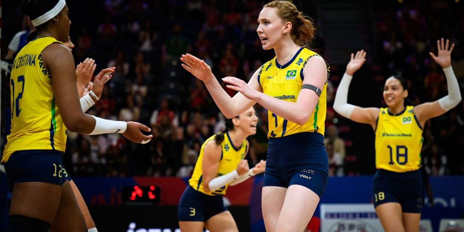 Volei selecao feminina bate Belgica na 2a semana da Liga