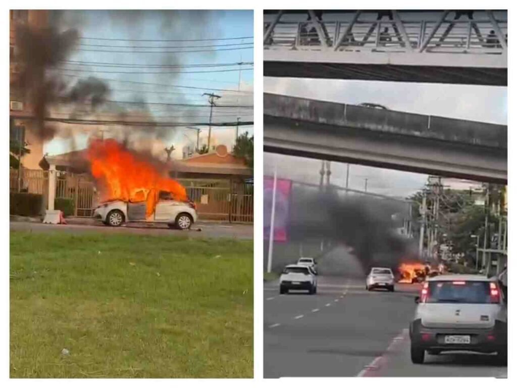 Vídeo: Carro fica destruido após pegar fogo na Avenida Paralela; em Salvador Carro pega fogo Easy Resize.com 1